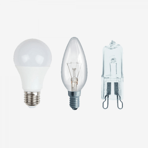 LED, kaitrinės, halogeninės, liuminescencinės ir kitos lempos